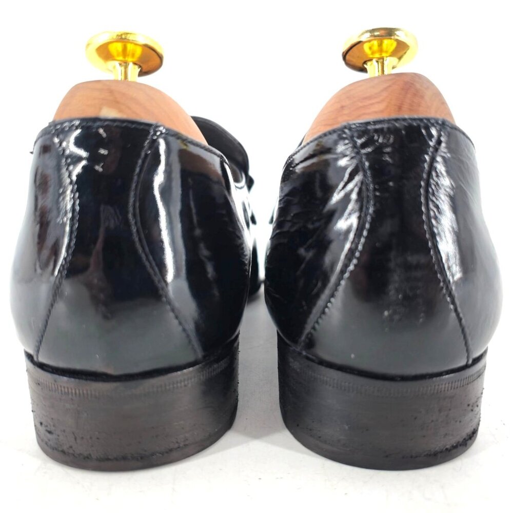 Bruno Magli Formal Opera Dress Shoes Men 7 Black Leather Tuxedo Bow Loafer Italy - Picture 7 of 12